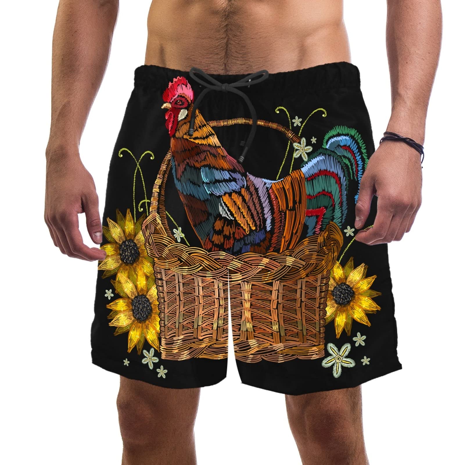 Short de bain pour homme avec poches taille élastique multicolore