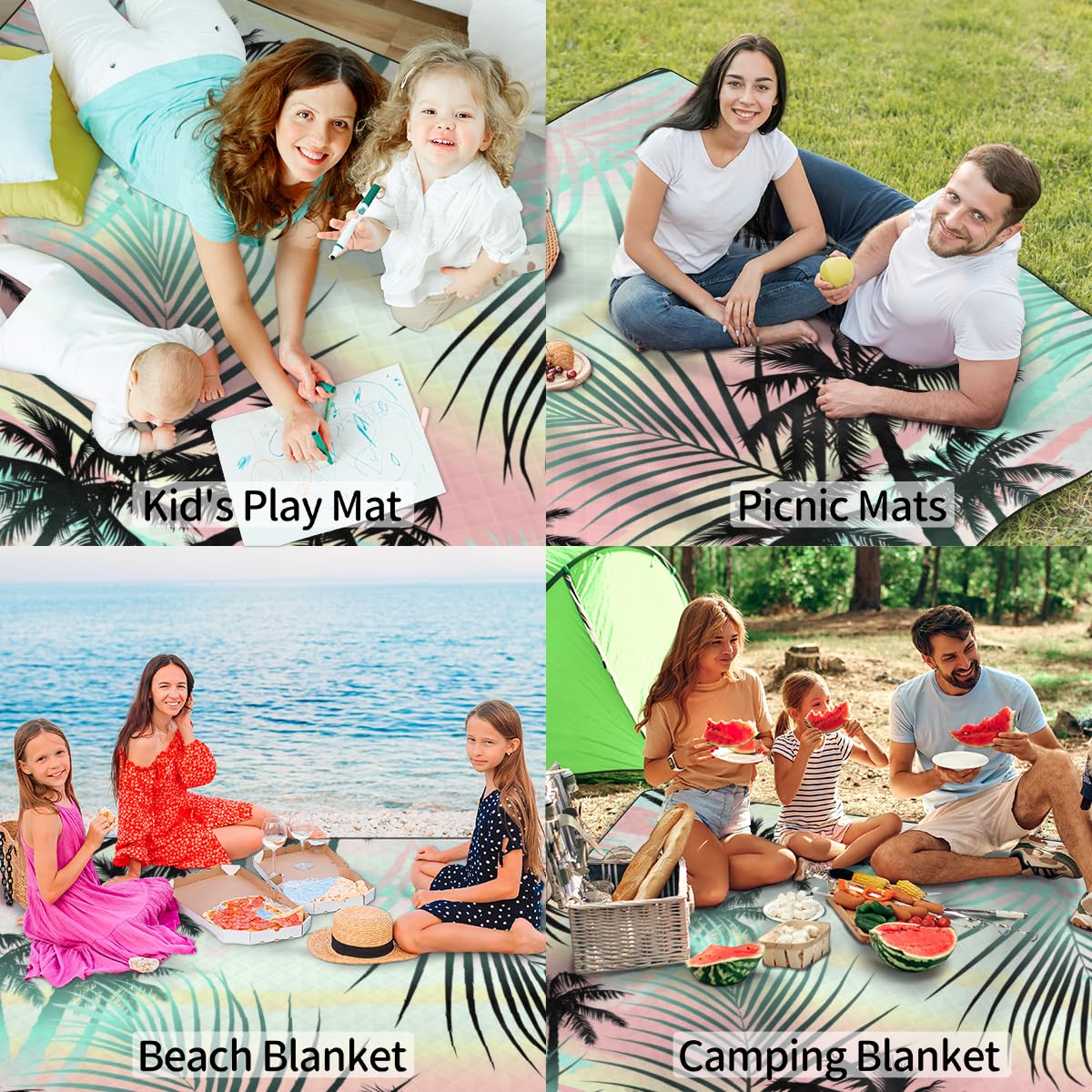 Koc piknikowy, duży, wodoodporny, odporny na piasek dywan na zewnątrz, lekki, przenośny, składany, można prać w pralce, na kemping, plażę, do parku, podróży