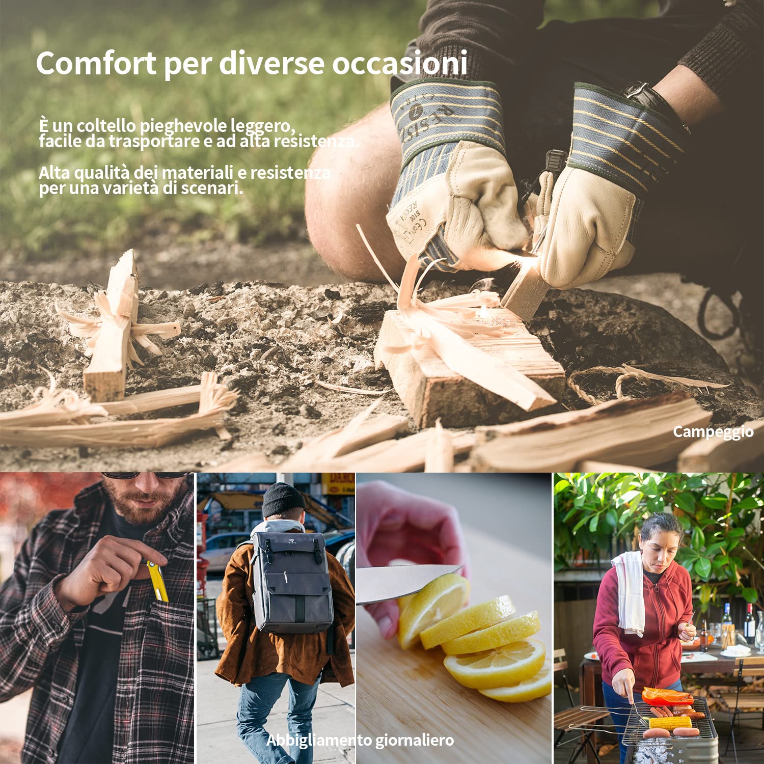 HARNDS Wind Coltello Pieghevole Tascabile Lama in Acciaio Sandvik con Manico G10, Coltello Serramanico Integrato Cuscinetto a Sfere per Caccia, Campeggio, Sopravvivenza(Giallo)