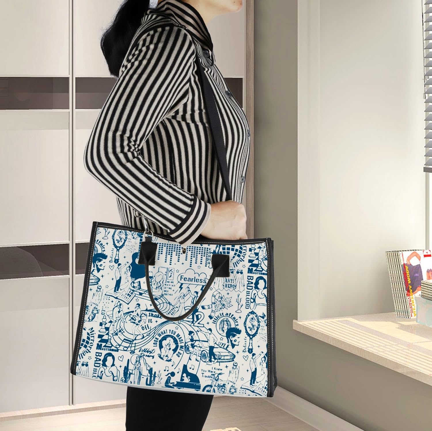 BWWKTOP Singer Tote Bag Singer Album Gifts Song Lyrics Shoulder Bag Singer Merchandise (fearless BG) - Image 7