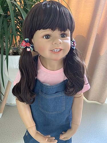 Miniatura 4 de iCradle 39inch98CM enorme muñeca renacida cuerpo completo vinilo duro niña muñecas realistas de pie renacer niñas con pelo marrón bebé edad 2 años