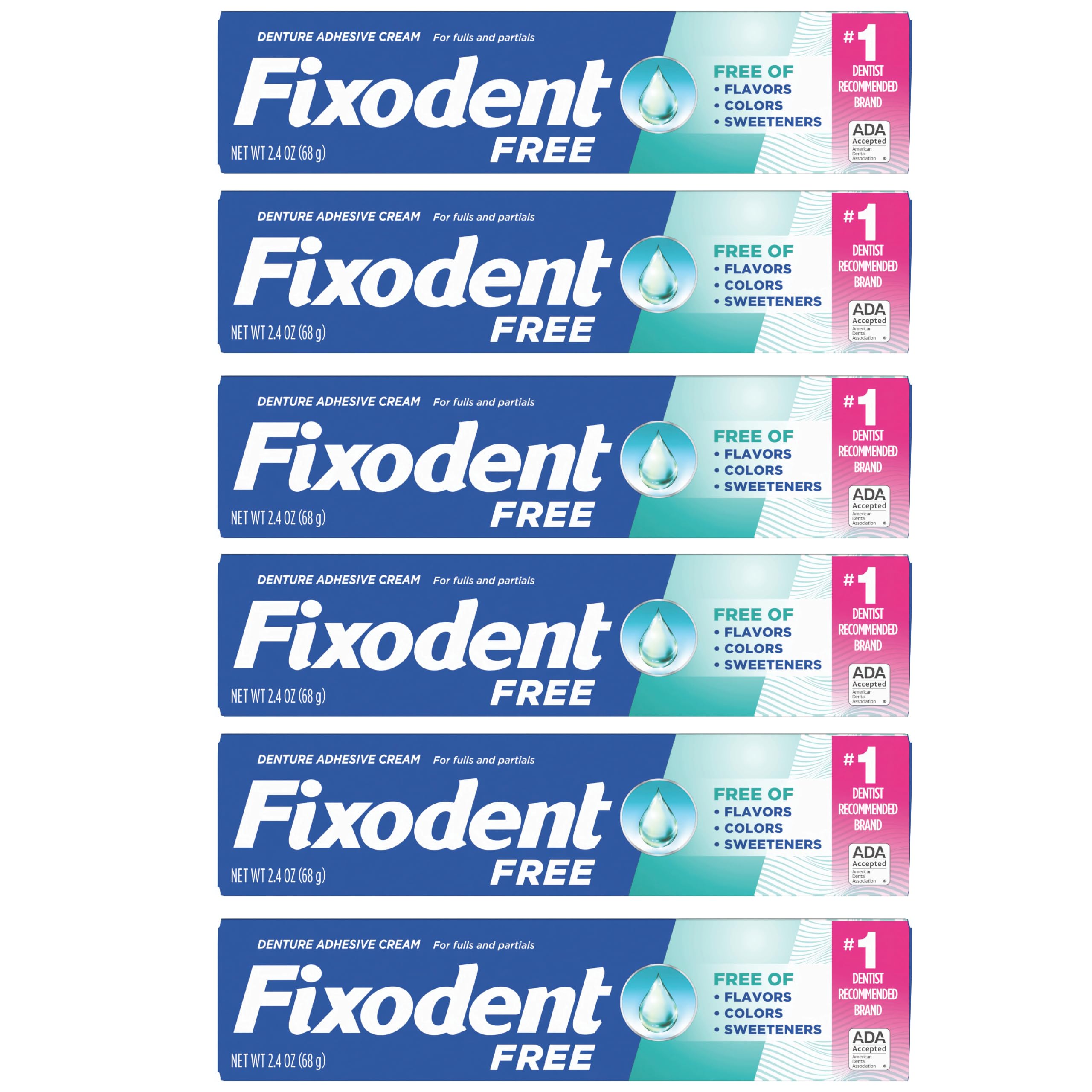 Fixodent Complete Free Denture Adhesive Cream 2.4 Oz (Pack of 6)-image-3