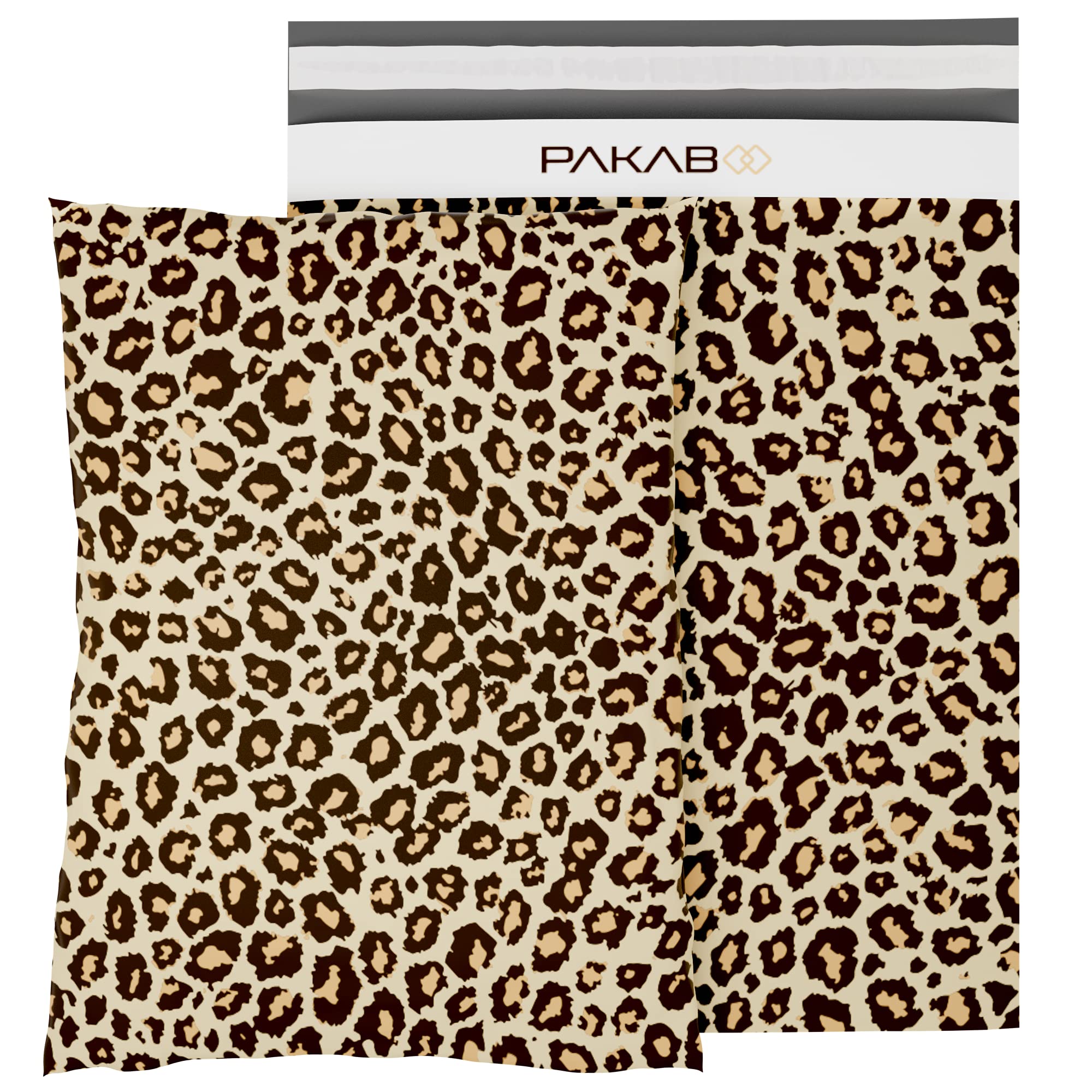 PAKABOO Versandtaschen, 30,5 x 38,1 cm, 100 Stück, nicht gepolsterte Umschläge mit manipulationssicherer, selbstklebender Versiegelung, Leopardenbraun-Druckverpackung