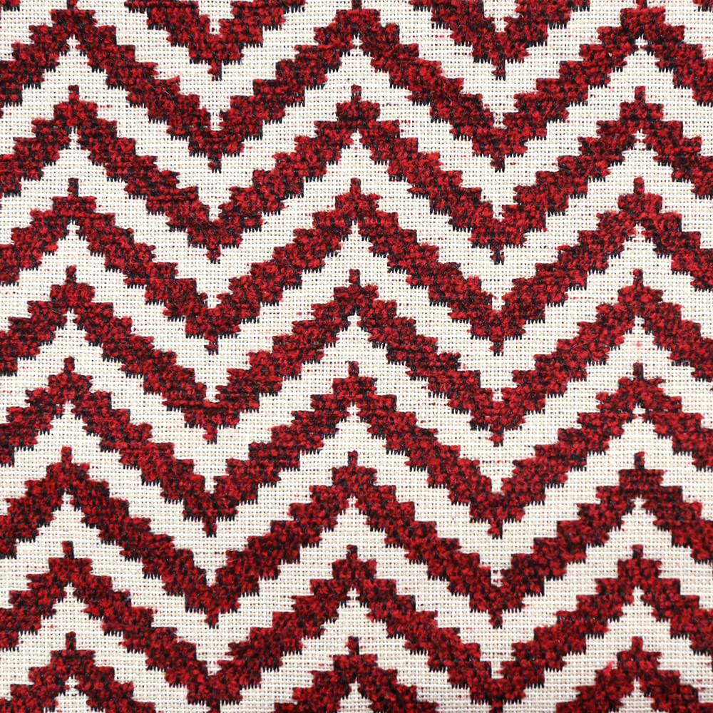 DESHOME Prestige 10 metri - Tessuto al metro spigato Jacquard Stoffa per tappezzeria divani, poltrone, cuscini, sedie, borse (Rosso rubino)
