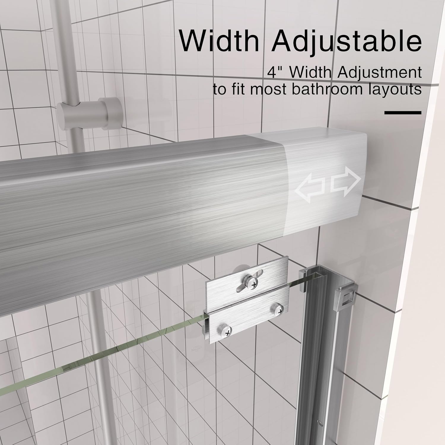 Semi-Frameless Sliding Shower Door 56-60" W x 72" H, 6mm SGCC Tempered Glass Brushed Nickel Hardware, Retractable Waterproof Shower Screen for Walk-in Bathroom & Bathtub Use