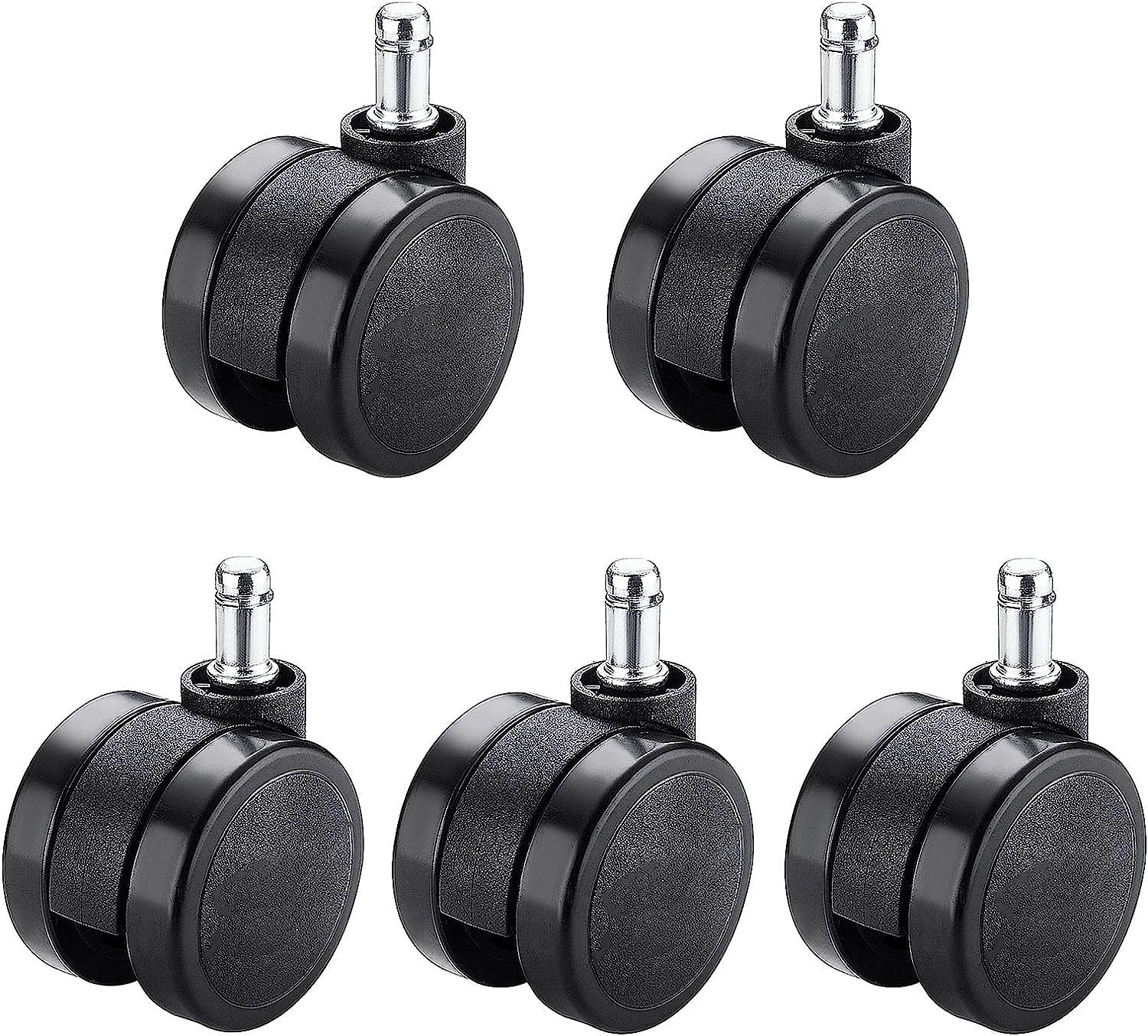 GBRJUYF Heavy Duty 60mm PU Swivel Caster Wheels - Office Chair Replacement Castors with 11mm x 24mm Stem, Floor Protection, Smooth Movement & Enhanced Durability