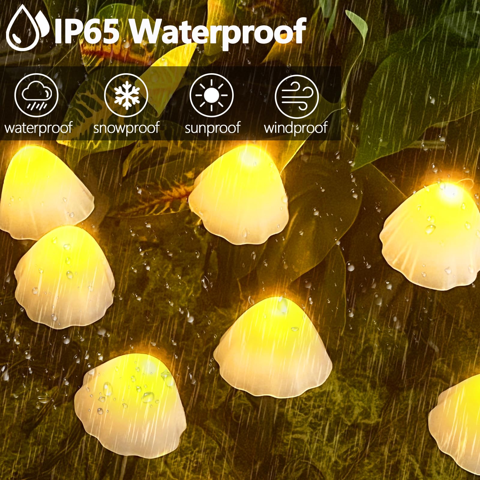 OZS Solar-Gartenleuchten mit 32 LEDs, 15 m, für den Außenbereich, Warmweiß, 2 Stück | Solar Lichterkette Wasserdicht mit 8 Beleuchtungsmodi, Garten Dekor für Außen, Wegelicht für Hofdekoration