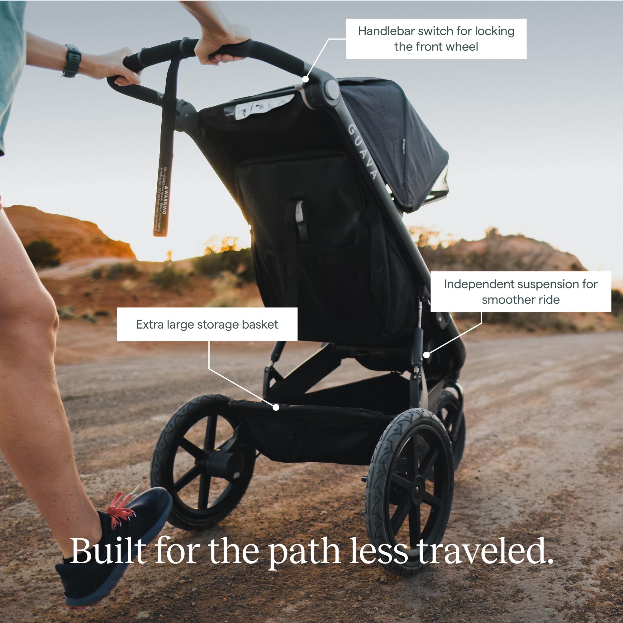 Guava Roam Jogging Stroller with 3D Nesting Fold | Compact-Folding Baby & Toddler Travel Stroller | All-Terrain Running Stroller | Portable Folding Stroller up to 60 lbs - 5