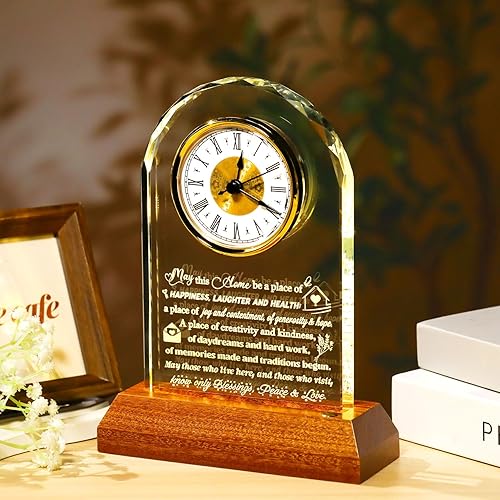 Miniatura 2 de Reloj de cristal con base de madera LED