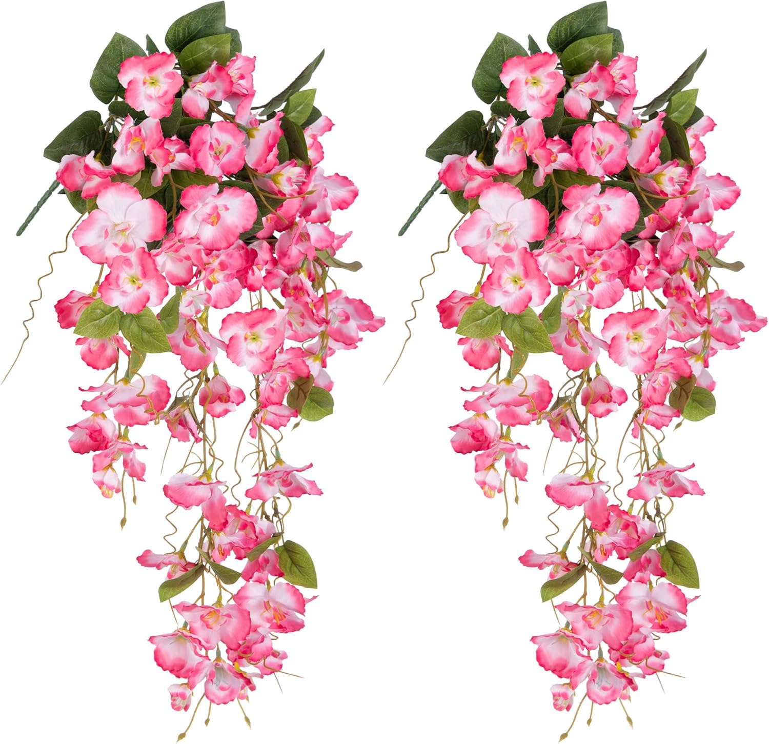 Fake Hibiscus Artificial Hanging Flowers Plants for Outdoors Spring Decoration, 2pcs Silk Hibiscus Vines Realistic UV Resistant Pink Faux Flowers for Outside Planter Porch Patio Yard Wedding Party Urn - Image 9