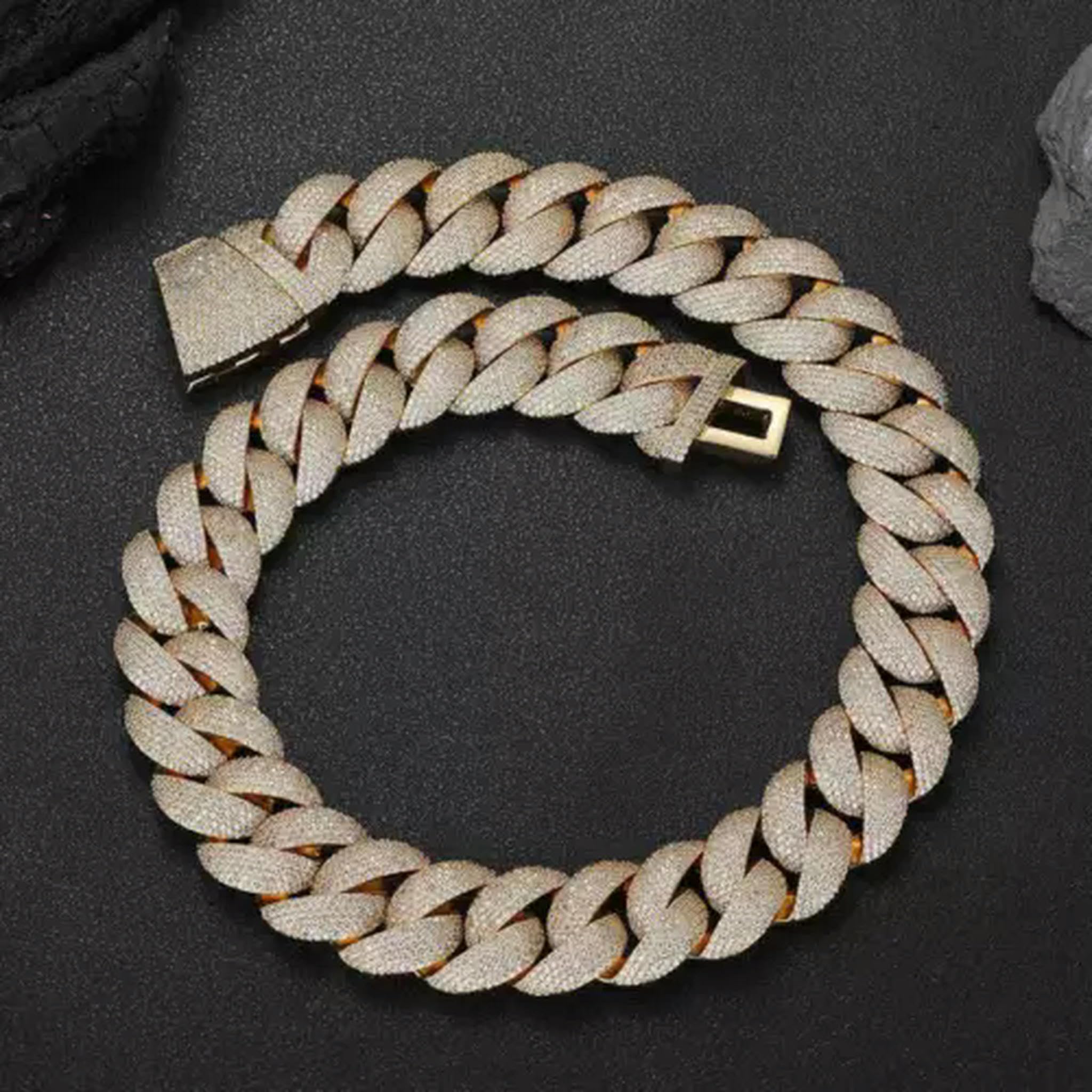 Collana con Catena a Maglie cubane Miami Bubble Hip Hop da 22 mm, placcata in Oro Vero 18k, Oro, 24 Pollici