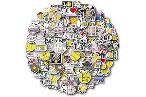 100 Pieces Softball Stickers: Durable Vinyl for Water Bottles, Gifts, Party Favors