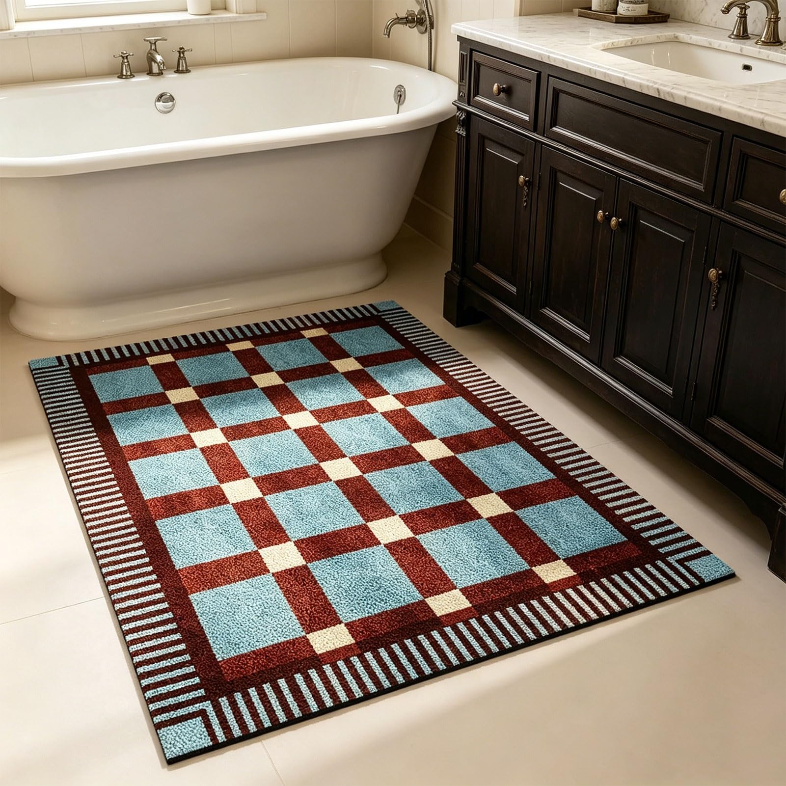 Tappeto da Bagno Morbido e Assorbente, Lavabile, Antiscivolo, Ideale per la Decorazione di Pavimenti di cucine, Ingresso, corridoio, Doccia, Vasca, lavandino e Cucina (40x60 cm).