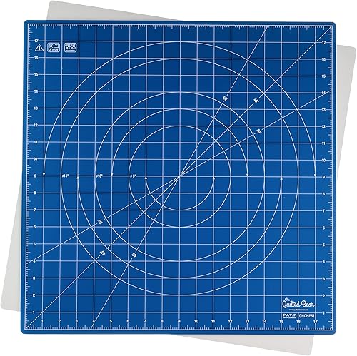 The Quilted Bear Alfombrilla de corte giratoria de 18 x 18 pulgadas, alfombrilla cuadrada de autorreparación giratoria de 360 con innovador