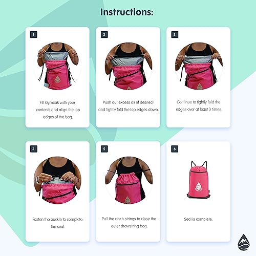 Miniatura 8 de Skog Å Kust GymSak - Bolsa de cincha con cordón 2 en 1 con bolsa seca impermeable extraíble, Sugar Skulls, Viajar