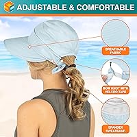 Vista 6 de SUN CUBE Sombrero de sol para mujer para protección UV al aire libre, sombrero de sol de ala ancha, cola de caballo, sombrero de playa convertible