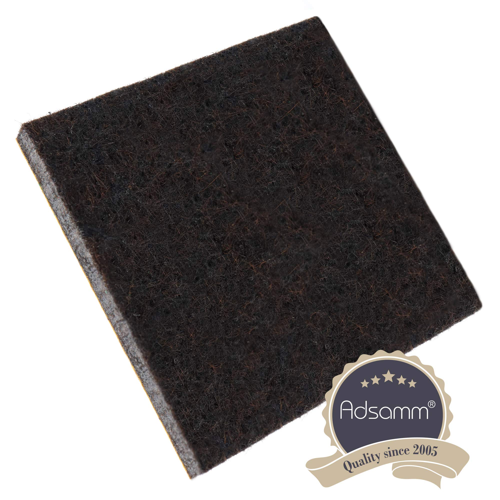 Adsamm® / 100 x Deslizadores de Fieltro autoadhesivos/Marrón / 50x50 mm/Cuadrado/Patines de Fieltro para Muebles de 5,5 mm de Grosor