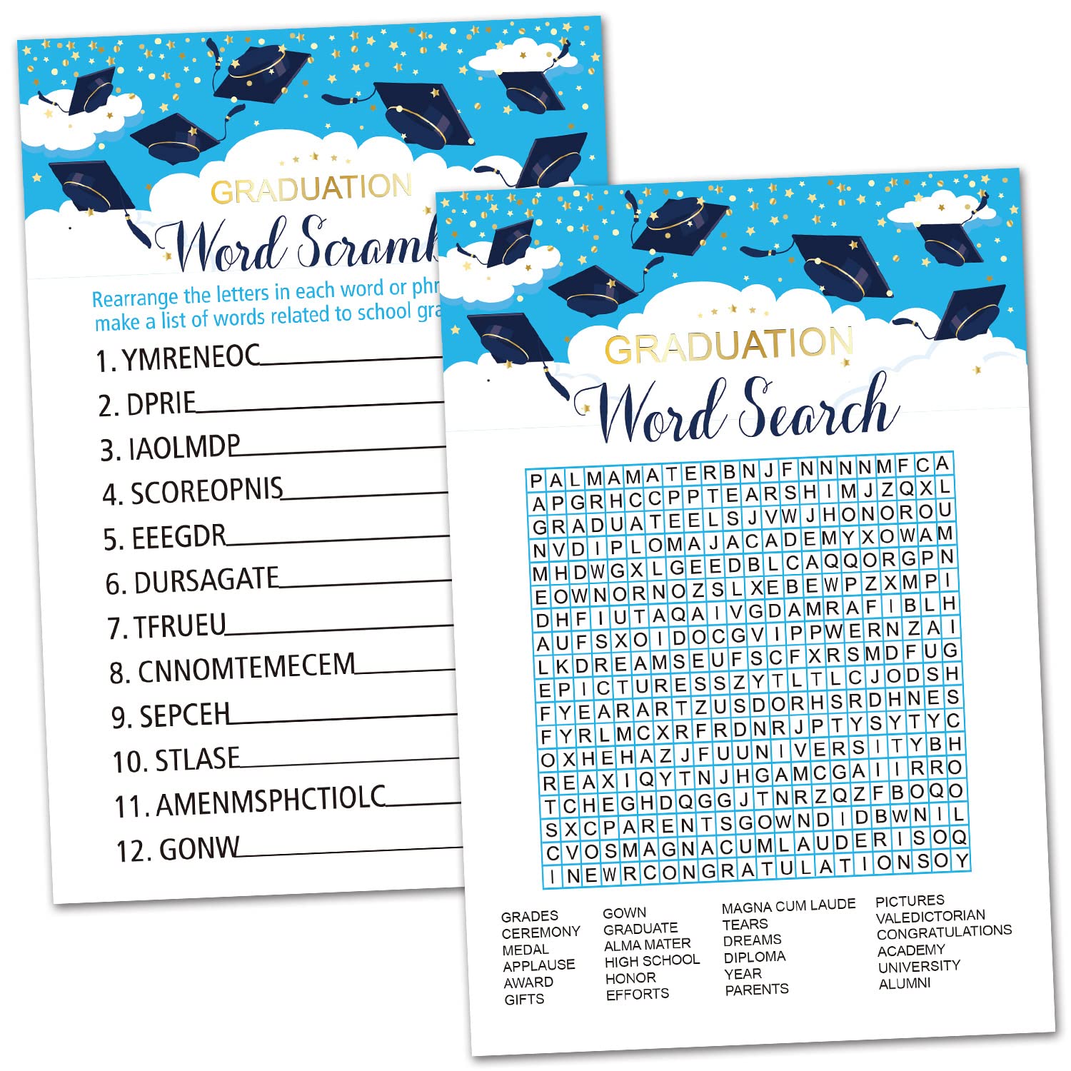 Amazon.com: 50 Graduation Party Game Cards-Graduation Party Word Scramble  Game and Graduation Party Word Search Game Cards for Graduation College  High School Senior Party Supplies. : Toys & Games