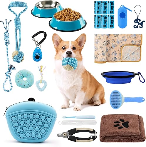 Miniatura 9 de Kit de inicio para cachorros – Esenciales para cachorros y cosas para perros pequeños, incluye cuencos, juguetes, cepillo de dientes, bolsa de Rosa