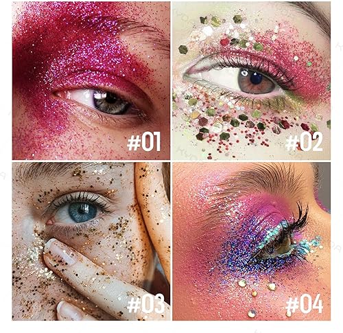 Miniatura 3 de KYDA Barra de purpurina para el cuerpo, gel grueso con purpurina para rostro y cabello corporal, pintura holográfica brillante de lentejuelas de