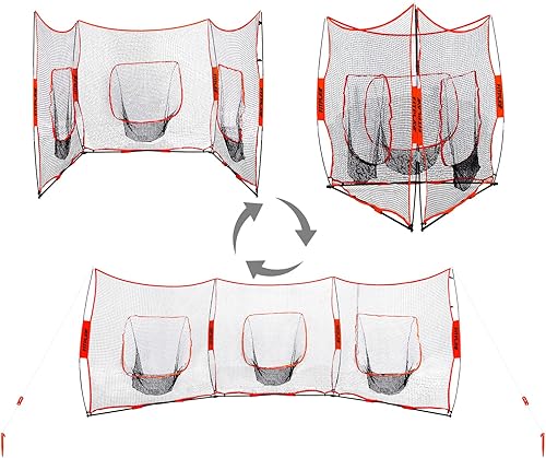 Red portátil de béisbol y softbol, red de práctica triple de 21 x 7 pies para golpear, batear, lanzar, lanzar y respaldar, perfecta para solo o en