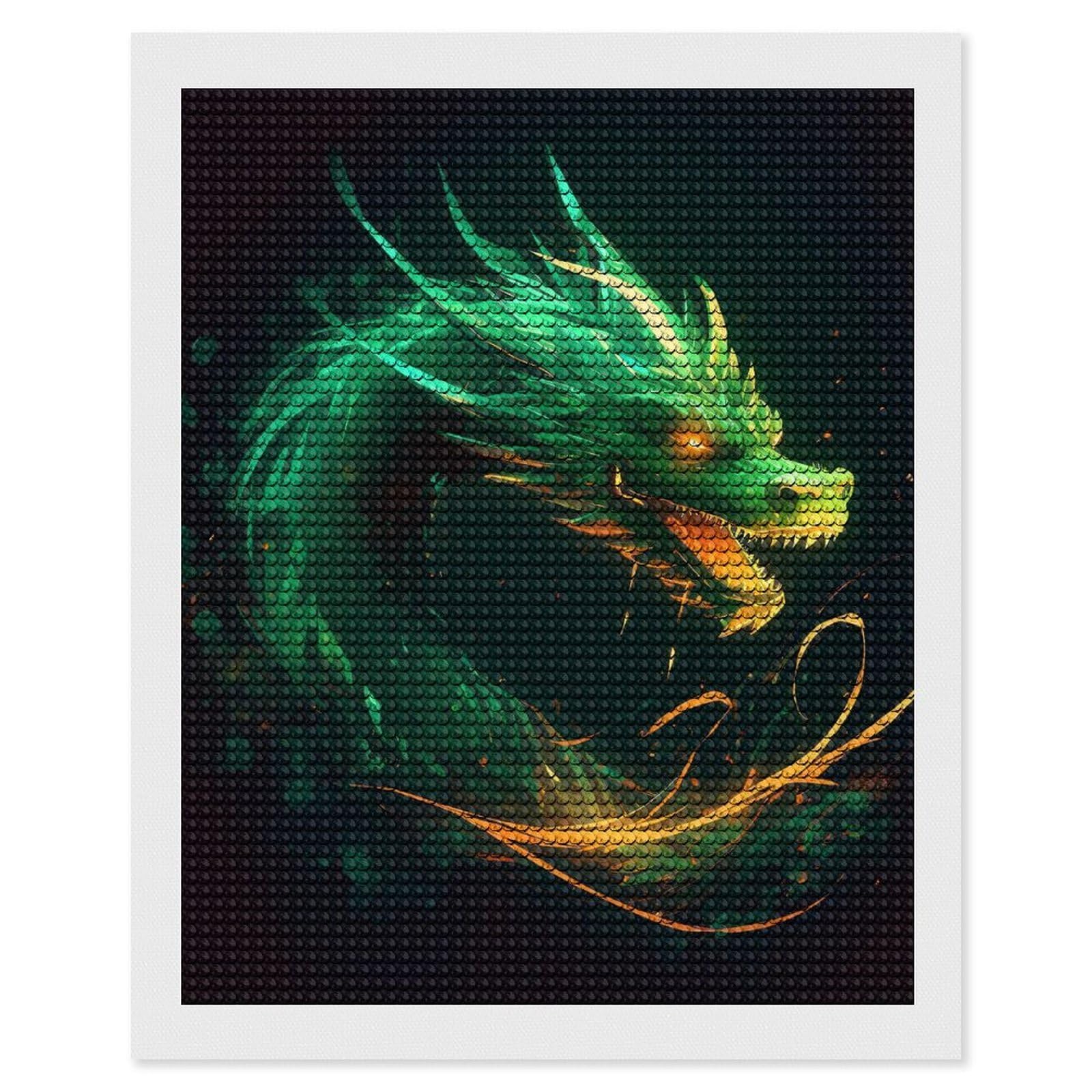 FodPand Diamond Art Kits for Adults, 5D Aurora Diamond Painting Kits for Beginners, Chinese Dragon DIY Full Drill Dots Gem Art Paint Crafts for Home Wall Decor 16"x20"