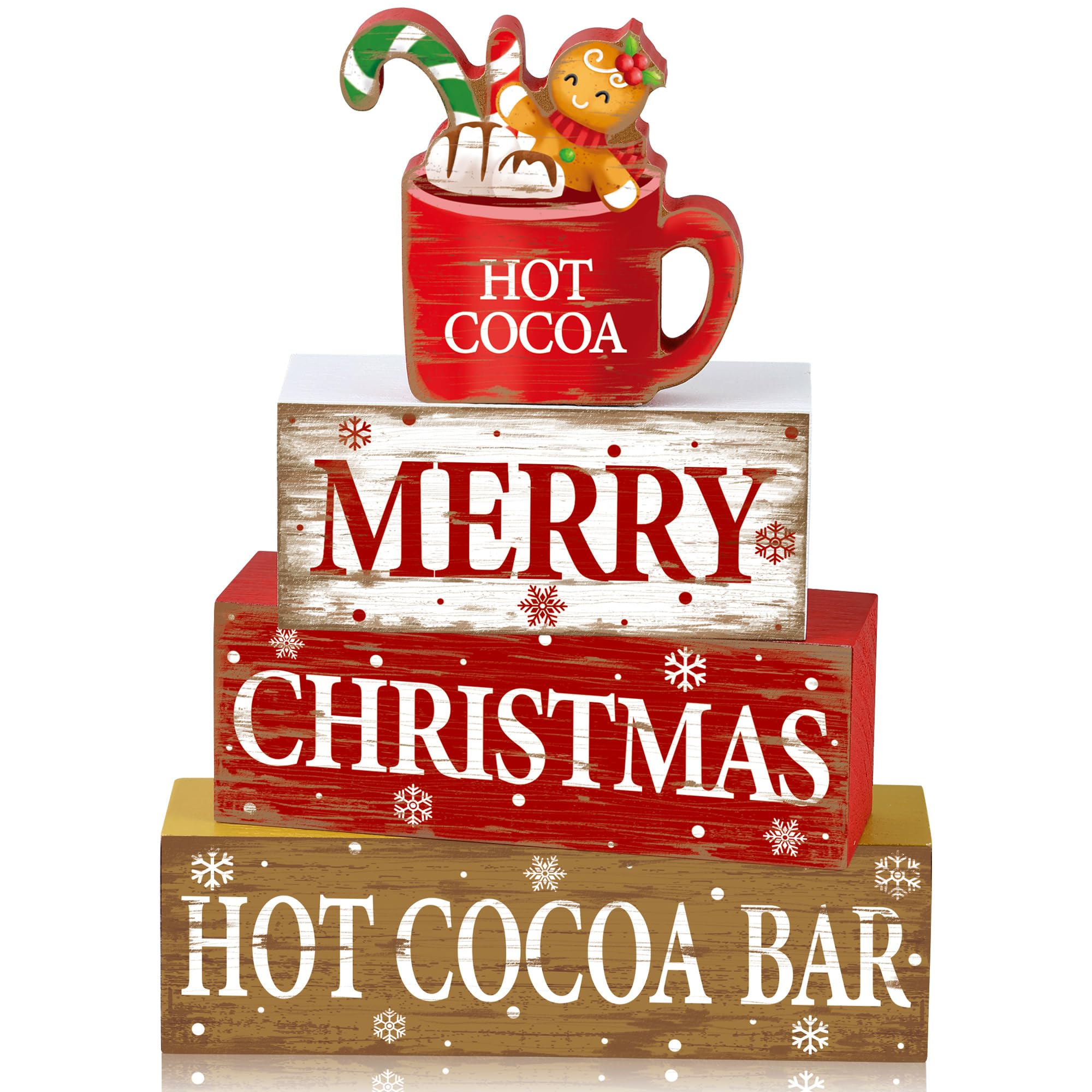 Décoration de table de Noël rustique bois cacao chaud centre de table étagère