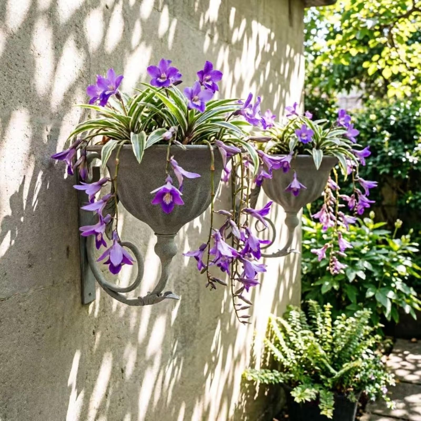 Wandpflanzkübel-Set, Rustikaler Wand-Blumentopf aus Eisen, Vertikale Wandhalterung für Pflanzen, Dekorativer Blumenhalter für Innen, Außen, Garten, Balkon, Terrasse, Wohndeko