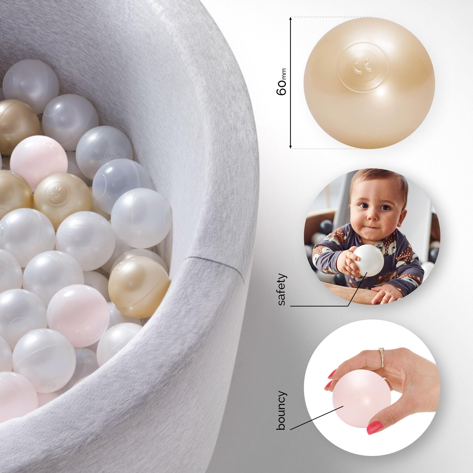 MISIOO Palline da bagno per palloni – Palline da bagno – Palline Ø 6 cm – Palline di plastica realizzate in 100% LDPE – un colore