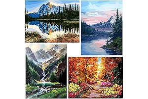 Crafty by Numbers: Paint Nature's Serenity with 'Mountains Lake' Kit