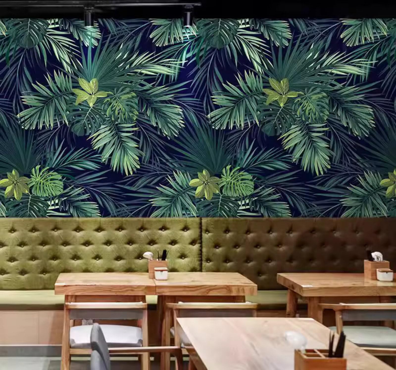 Simple Fresh Tropical Jungle Banana Leaves 3D Wallpaper Easy Install Feature Office Living Room Sofa Bedroom TV Background Wall Decoration-300cm×210cm
