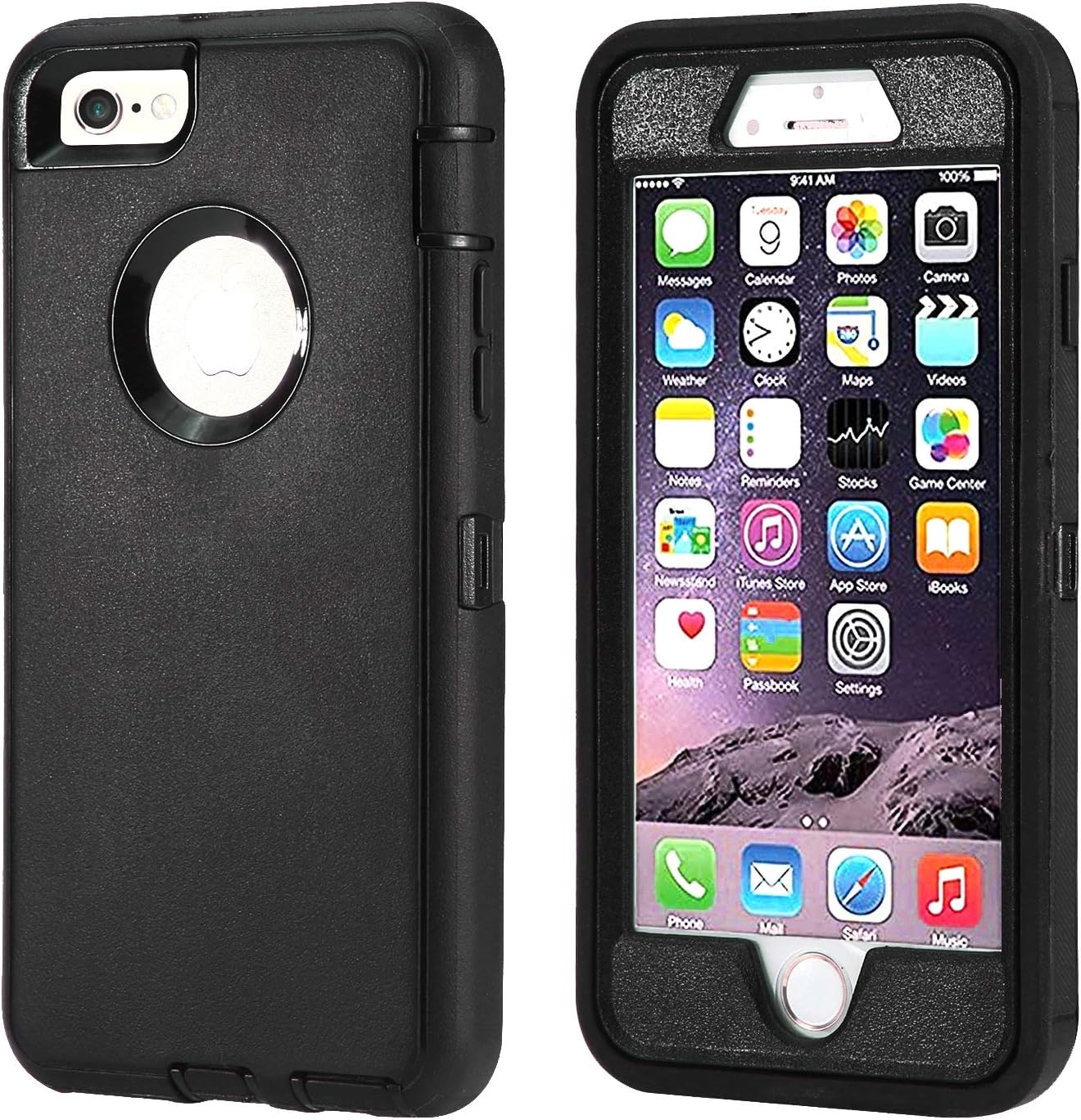 Case for iPhone 6S / iPhone 6,[Heavy Duty] Built-in Screen Protector Tough 3 in 1 Rugged Shorkproof Cover for Apple iPhone 6 / iPhone 6S (Black)