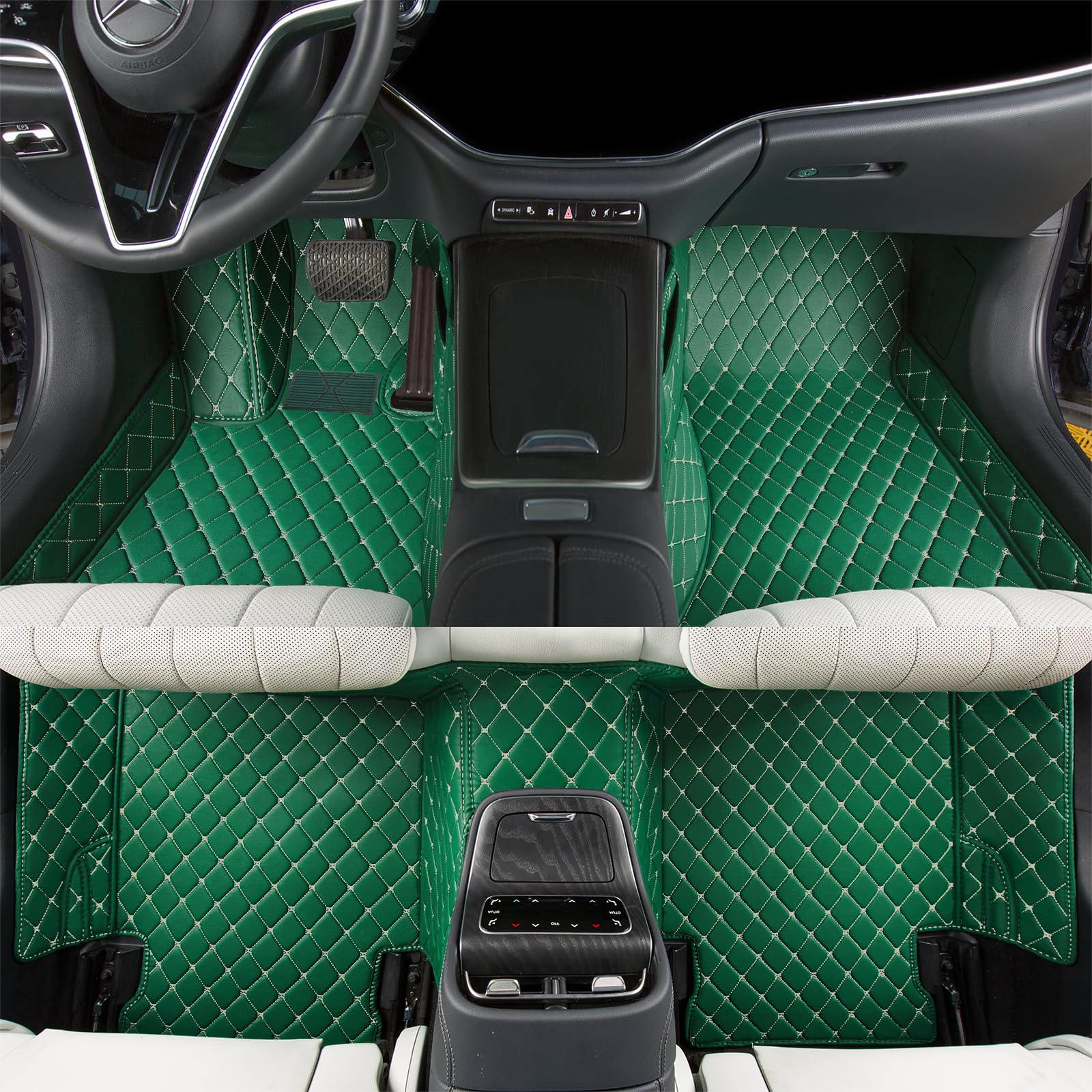 Custom car Floor mat is Compatible for Mercedes-Benz，to All Models for Benz (2000-2025) C260/C200/S500/ A260/ B200，Luxurious ‌All-Weather car Floor MATS. (Green Rice)