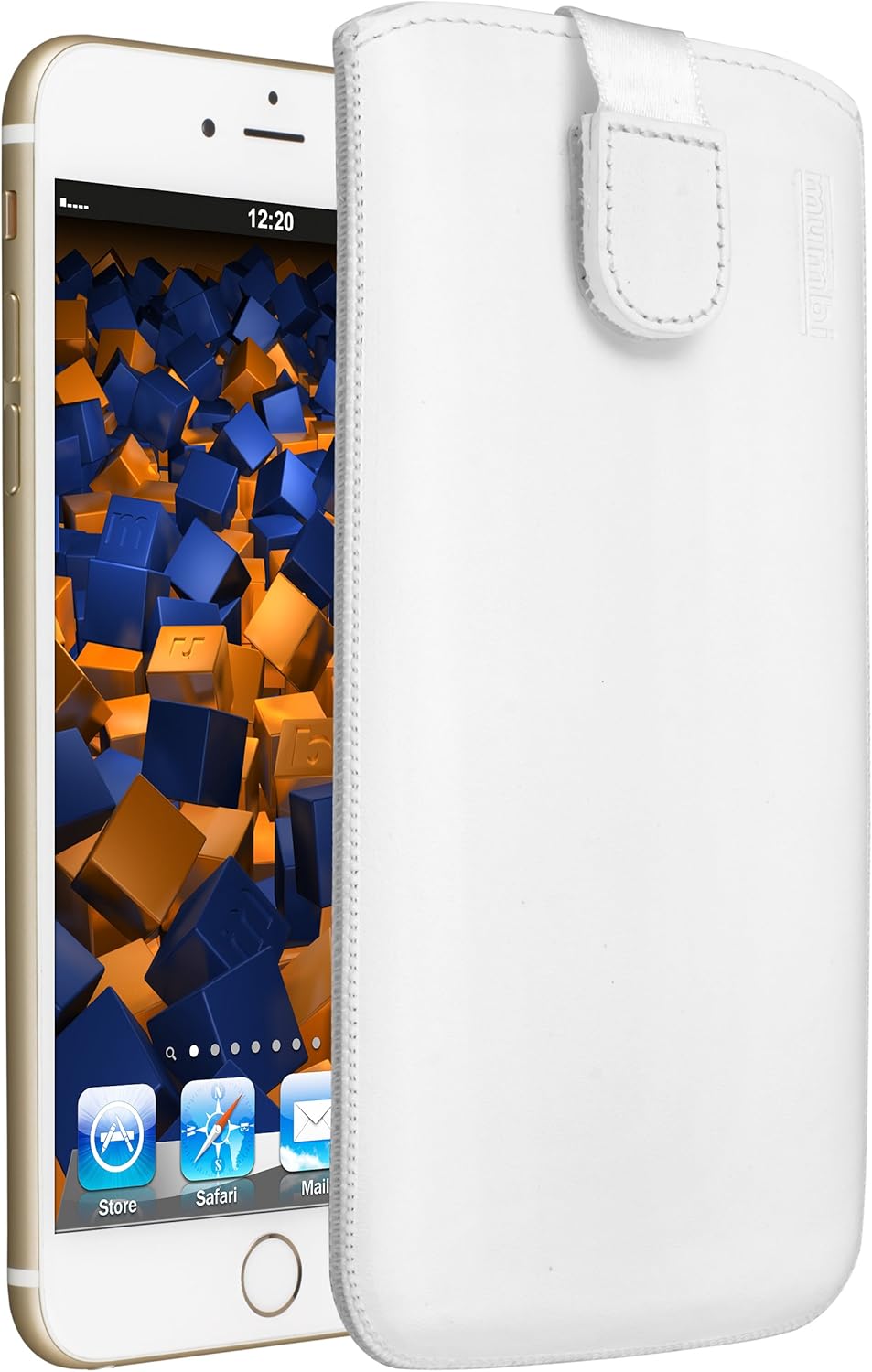 mumbi Genuine Leather Case Compatible with iPhone 6 Plus / 6S Plus Leather Case Wallet, White, iPhone 6 Plus 6S
