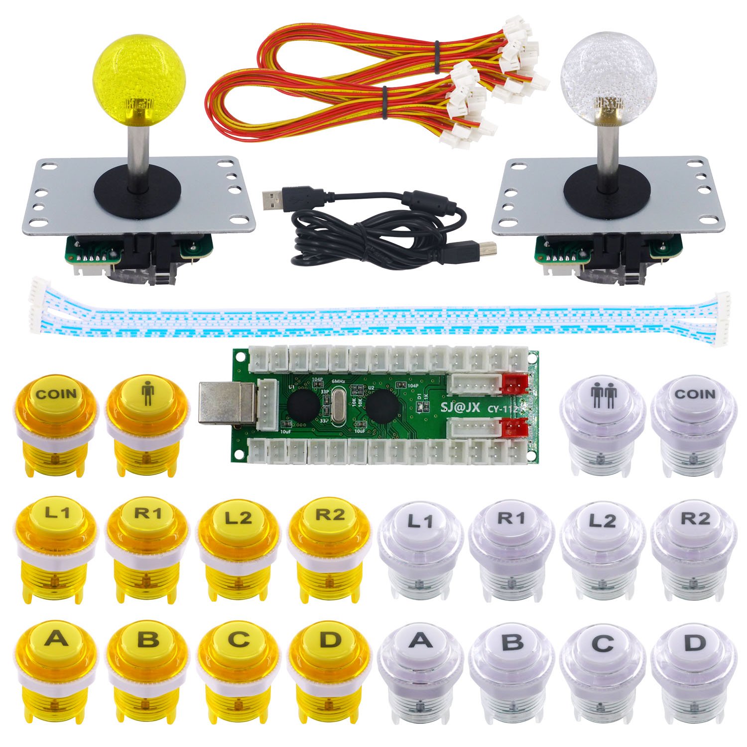 Arcade DIY Kit – 2-Player USB Encoder Mit Joysticks & Buttons Für Retro Pie & MAME