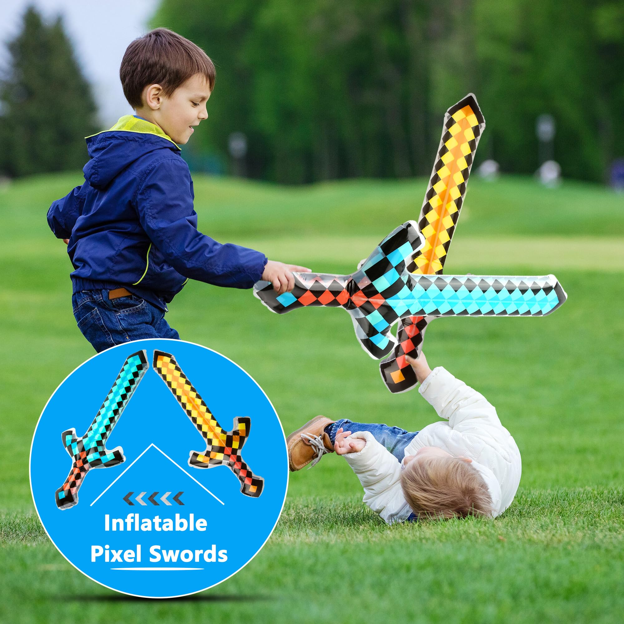 Halloween Costume Props 12-Pack Blue Inflatable Pixel Swords - Pool ...