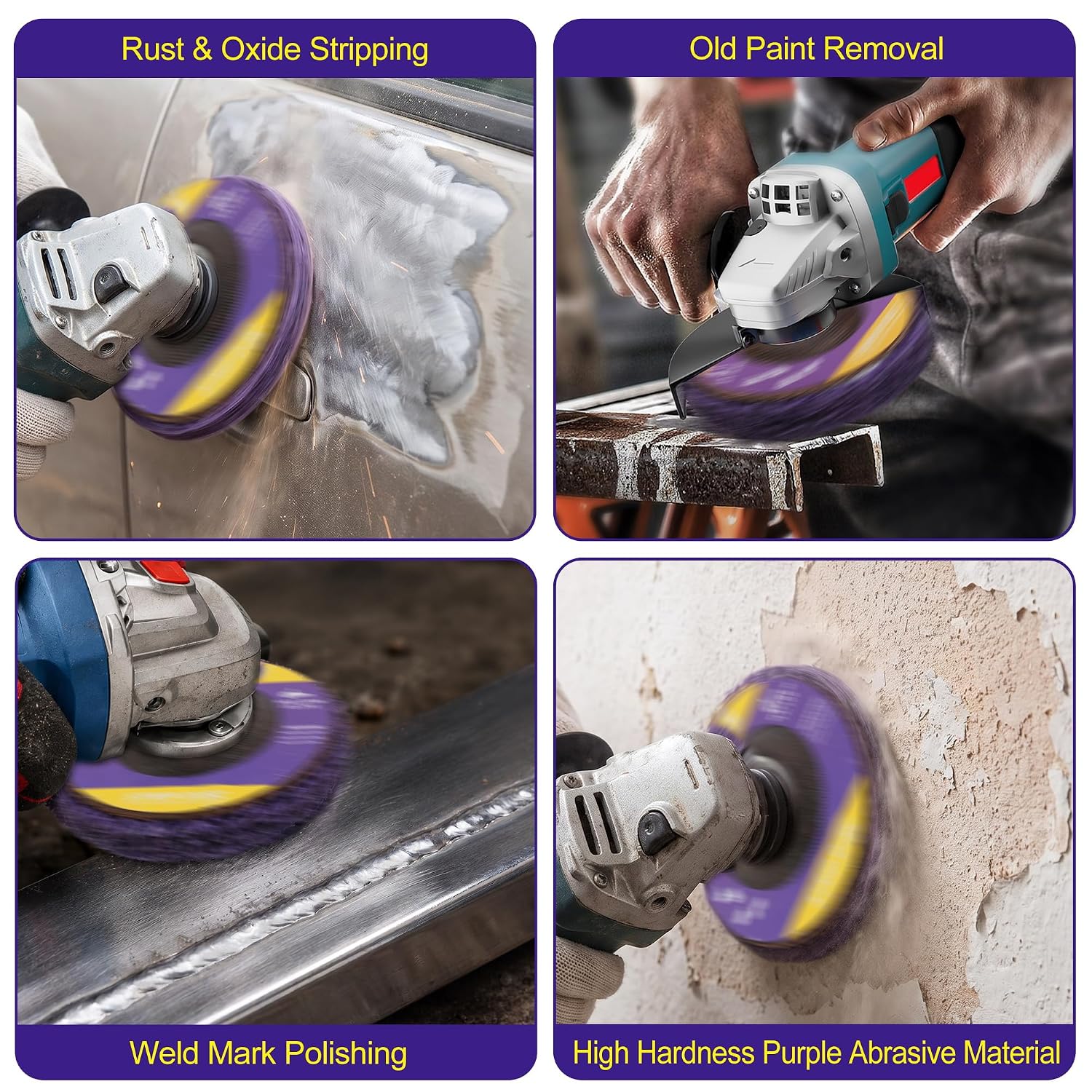 5 Pack 4" x5/8" Strip Discs – Purple Rust Remover Wheel