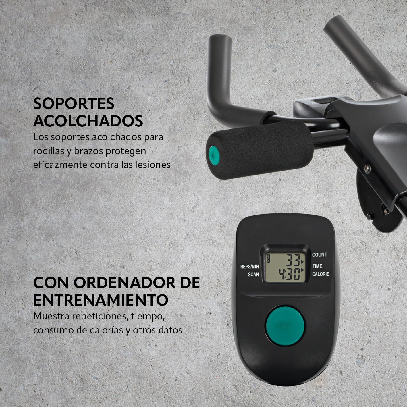 VITALmaxx 'Fitmaxx 5' entrenador de abdominales plegable | Entrenador de espalda, abdominales, brazos y piernas en uno con ordenador de fitness | Ahorro de espacio