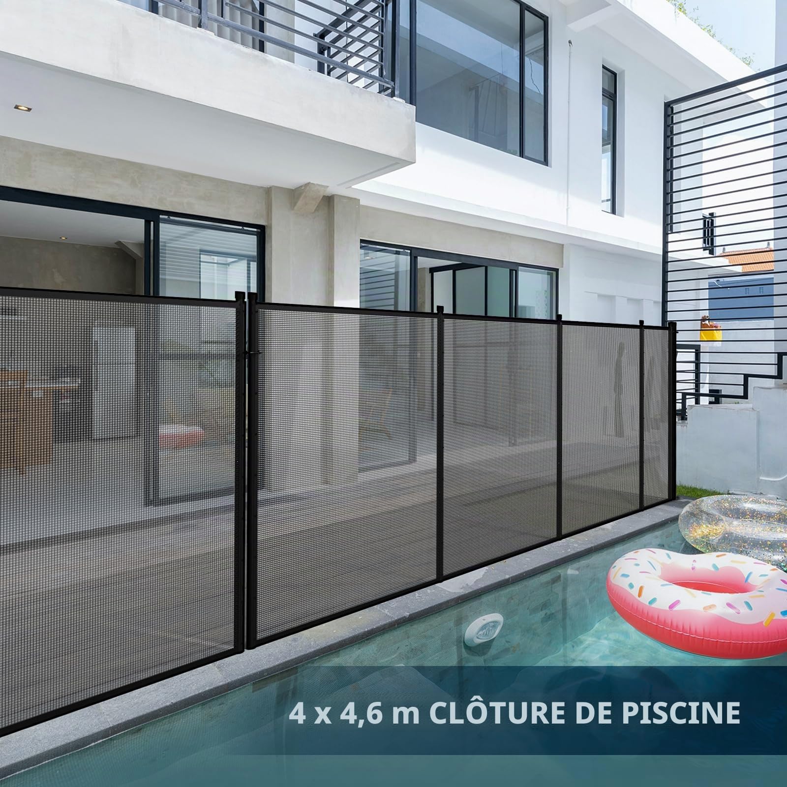 Clôture de Sécurité Amovible DIY pour Piscine, 1,23 m × 4,58 m | Clôture en Maille pour Piscines Enterrées et Jardin, Barrière Temporaire pour Délimiter la Zone Piscine, Noir