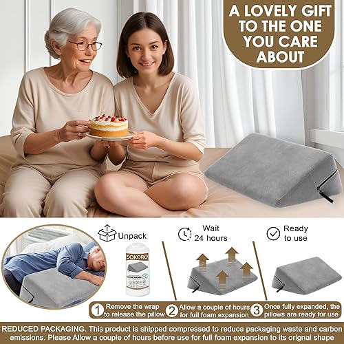 Miniatura 7 de sokoro Almohada de cuña de cama para apnea del sueño, alivio de los ronquidos por reflujo ácido GERD, almohada para dormir de lado durante el