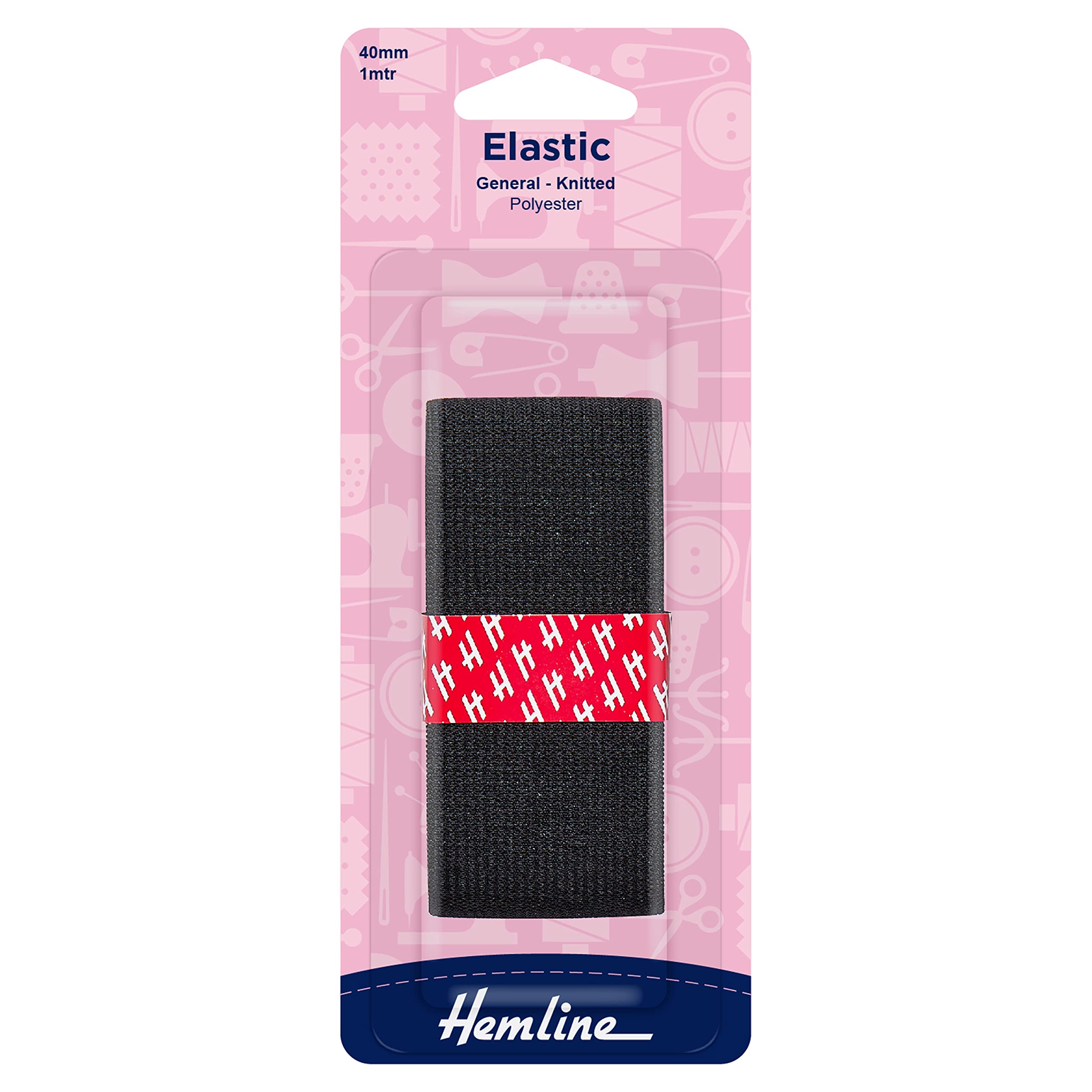 Hemline General Purpose Knitted Elastic – 40mm x 1m Black For Sportswear, Tracksuits & Garments Soft, Stretchy Polyester Elastic for Versatile and Durable