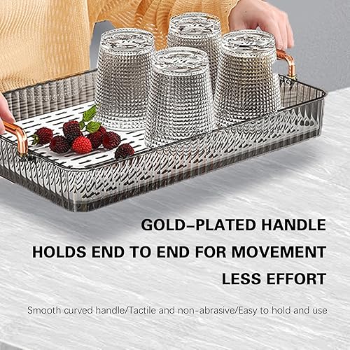 Miniatura 5 de Bandeja acrílica de 15.35 x 9.84 pulgadas, bandeja de acrílico transparente, bandeja organizadora decorativa de acrílico para mesa de café otomana,