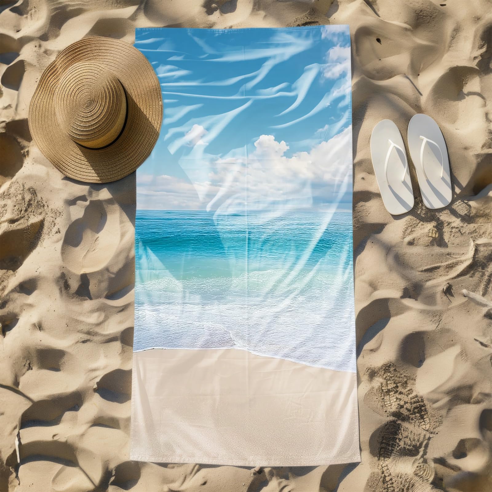 Genérico Toalla Playa 90X180 Playa del Cielo Azul Grande Toallas de Playa Microfibra Ligera Secado Rápido Sin Arena para Mujer Hombre Viajes Vacaciones Natación Camping
