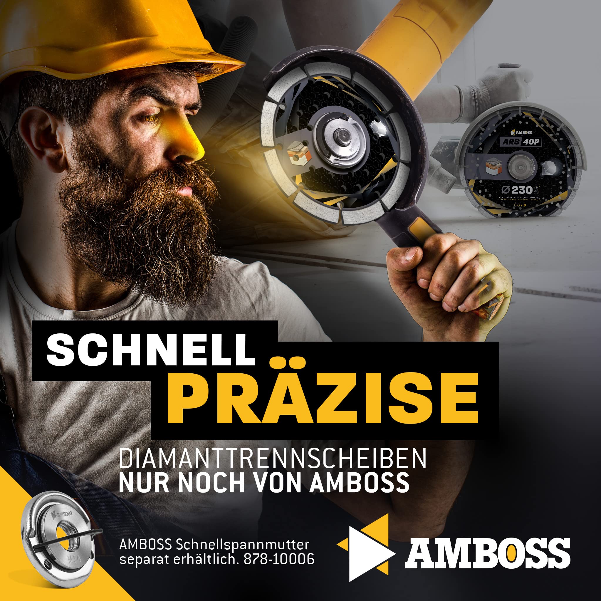 Amboss ARS 40P - Disco de corte de diamante, diámetro 230 mm x 22,2 mm, piedra arenisca/piedras calizas suaves/pavimento/ladrillo, altura del segmento: 10 mm (sinterizado)