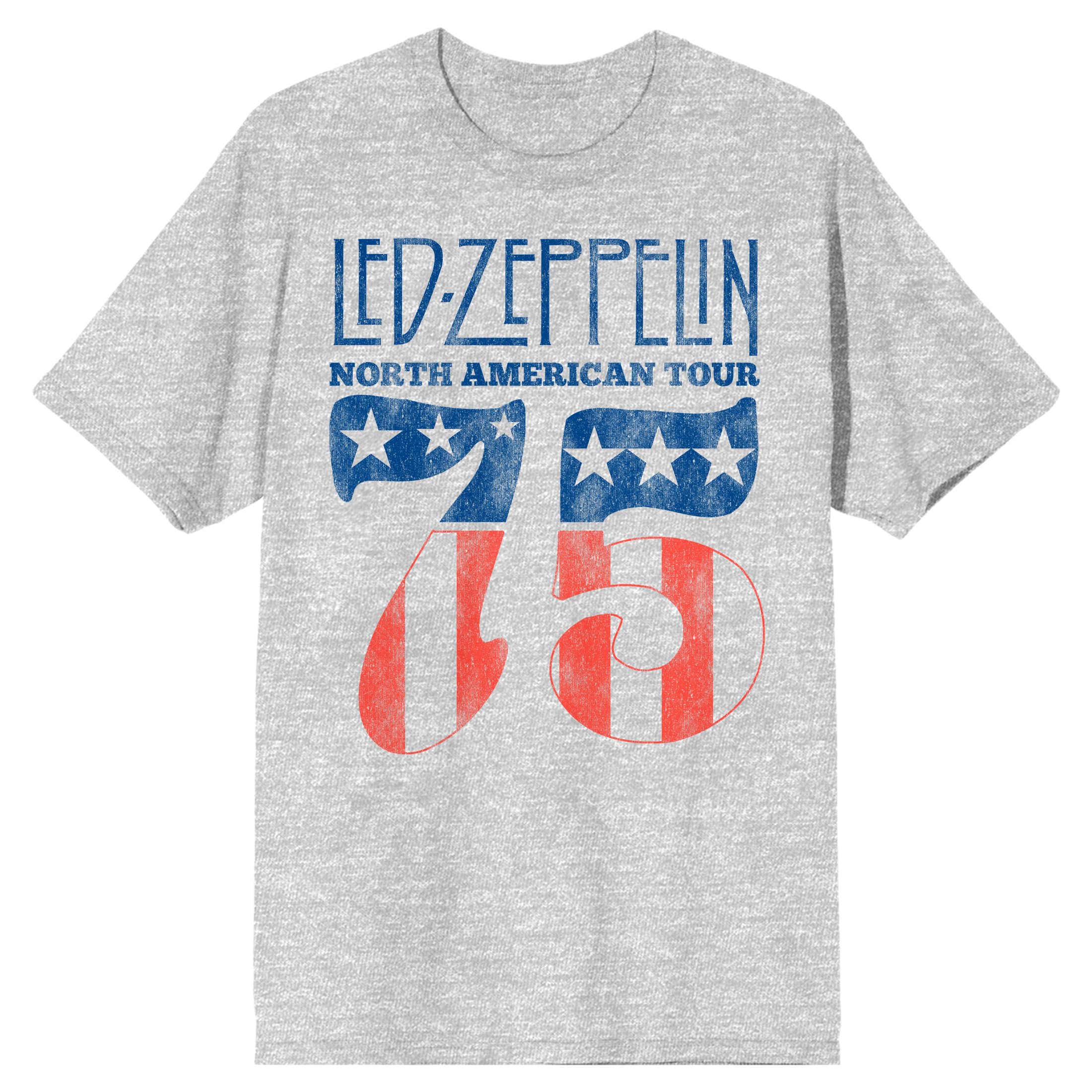 Led Zeppelin North American Tour '75 Crew Neck Short Sleeve Athletic Heather Men's T-Shirt