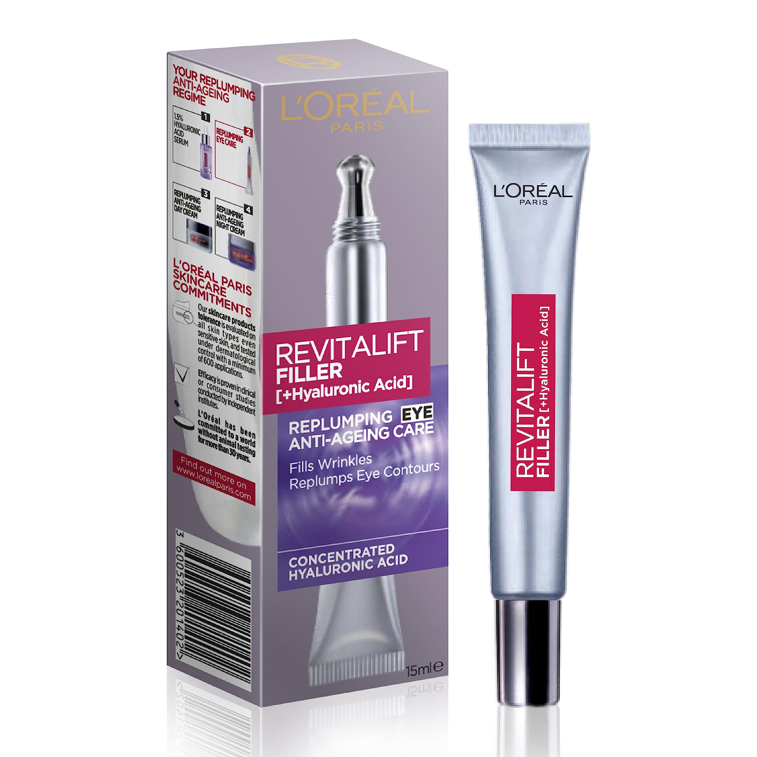 L'Oréal Paris, Eye Cream, Volumising & Reduces Fine Lines, Revitalift Filler [+Hylaluronic Acid],...