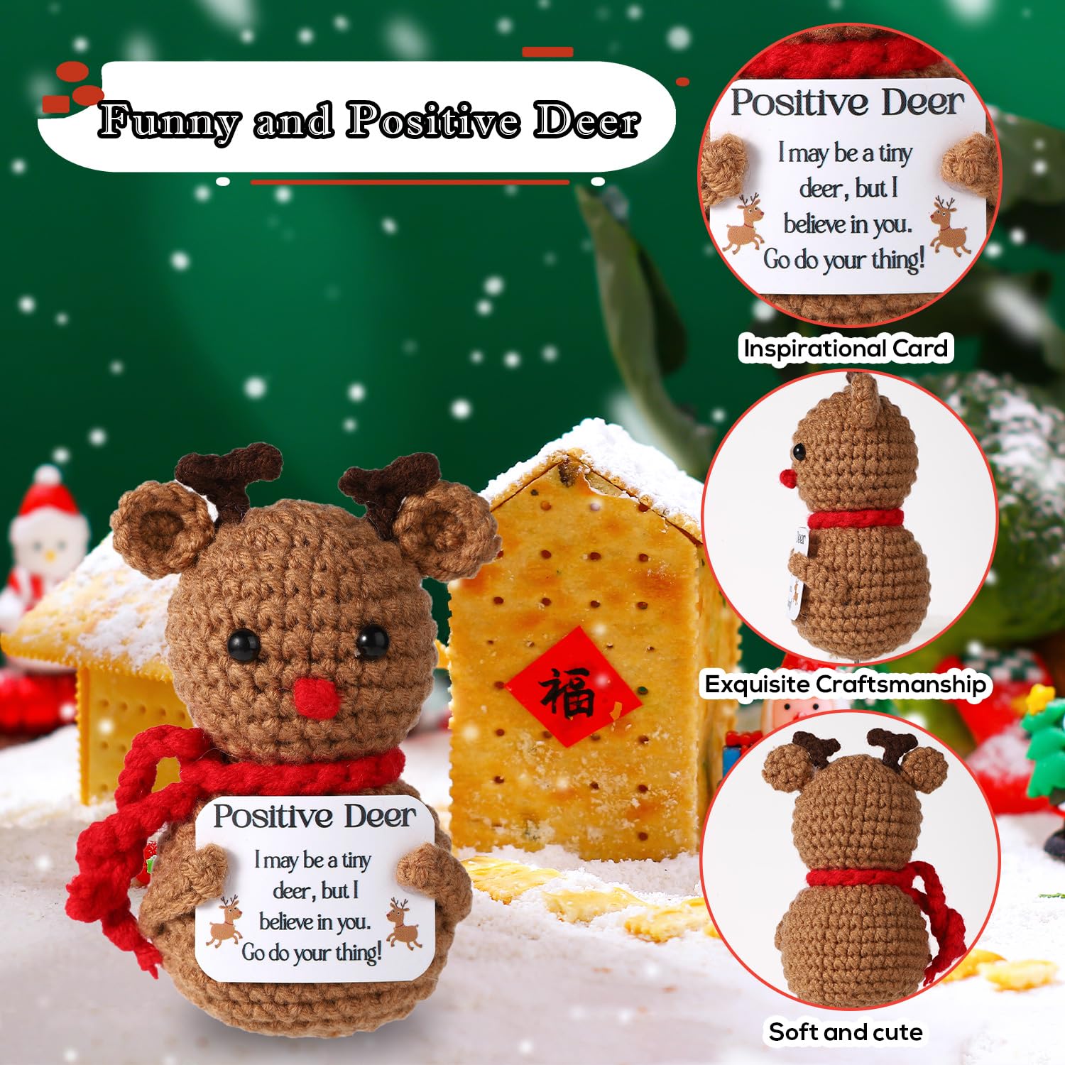 TOYMIS Fleur Positive, Fleur Crochet Fleur Positive Tricot Plante Tricotée Cadeaux de Motivation Poupée Tricotée Fleur de Soutien Émotionnel pour Décorations de Fête Cadeaux d'Encouragement
