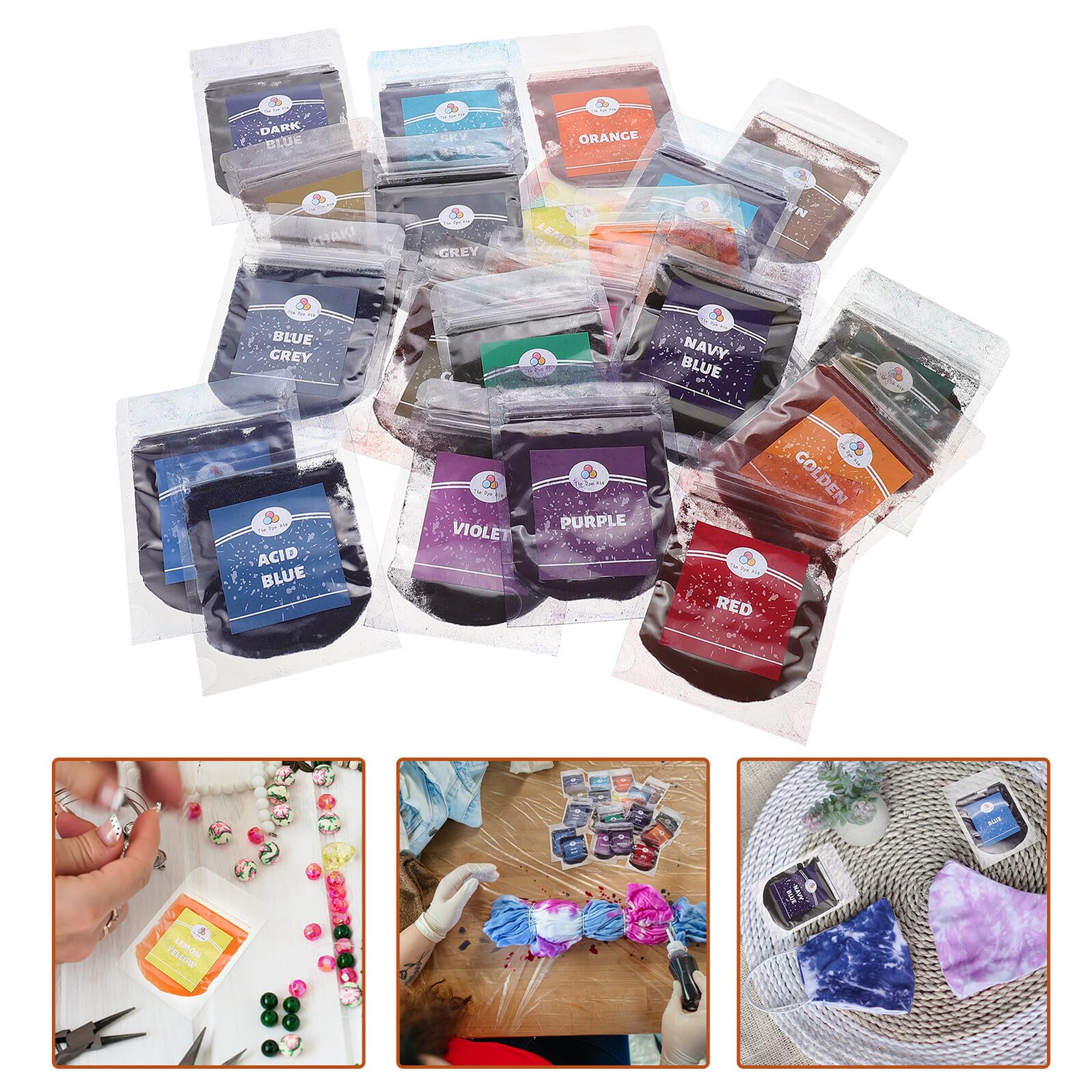 STOBOK Kit Tinta per Magliette Tie-dye in Polvere Sintetica 24 Colori per DIY Abbigliamento e Cuscini Pigmenti Brillanti per Arte e Lavori Creativi