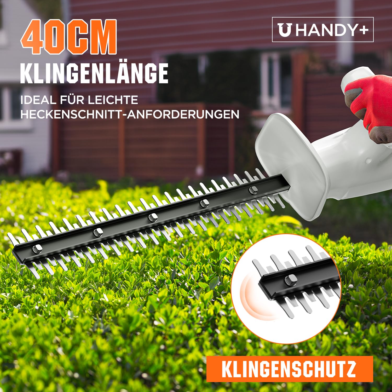 Litheli Akumulatorowe nożyce do żywopłotu 20 V z akumulatorem 2,0 Ah, Hedge Trimmer z akumulatorem 2,0 Ah. Ergonomiczny uchwyt, długość 45 cm do łatwego przycinania, lekkość cięcia