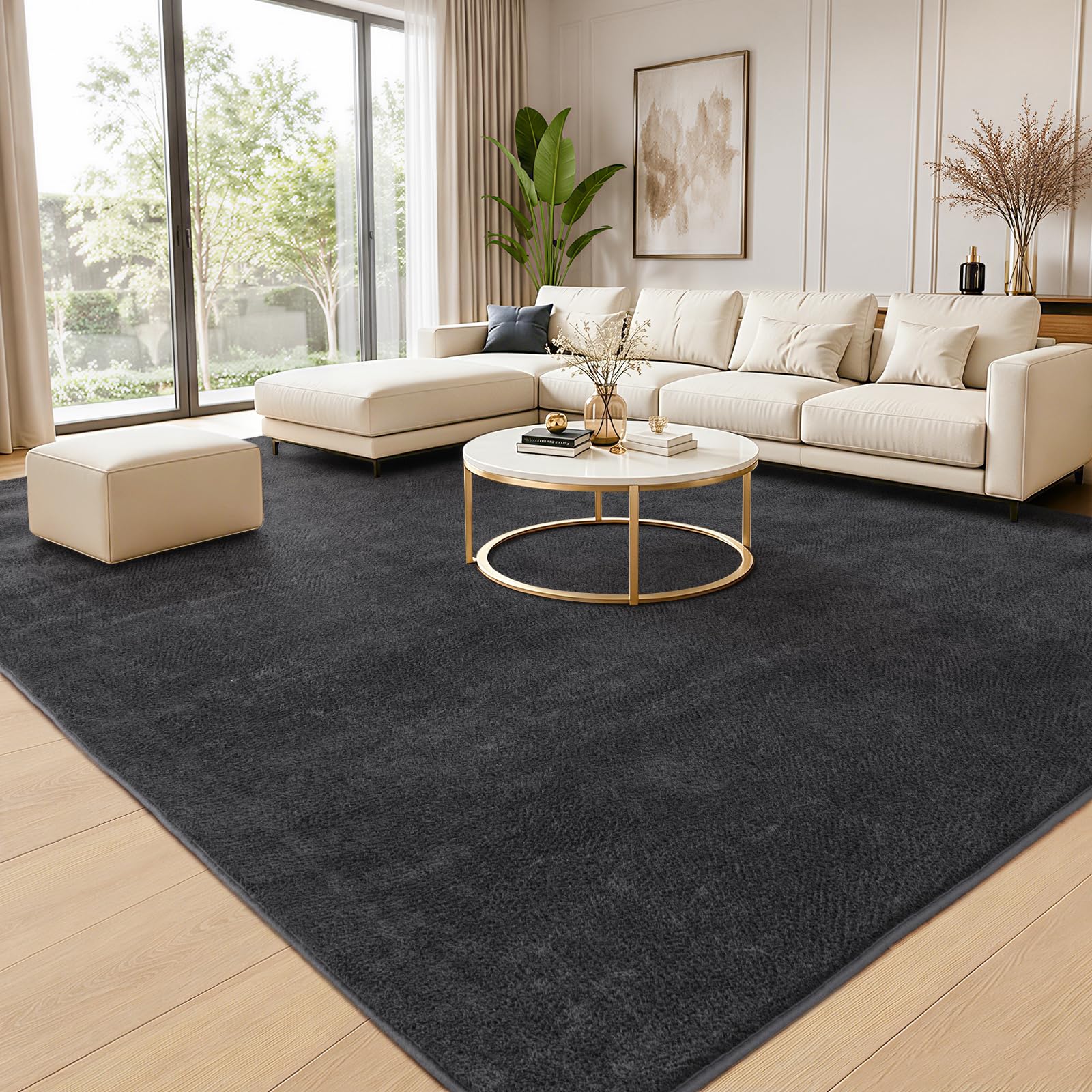 iEvery Waschbarer Kuscheliger Kurzflor Teppich Moderner Wohnzimmerteppich, Weich & Pflegeleicht Carpet rutschfest für Wohnzimmer, Schlafzimmer, Bettvorleger & Kinderzimmer Deko